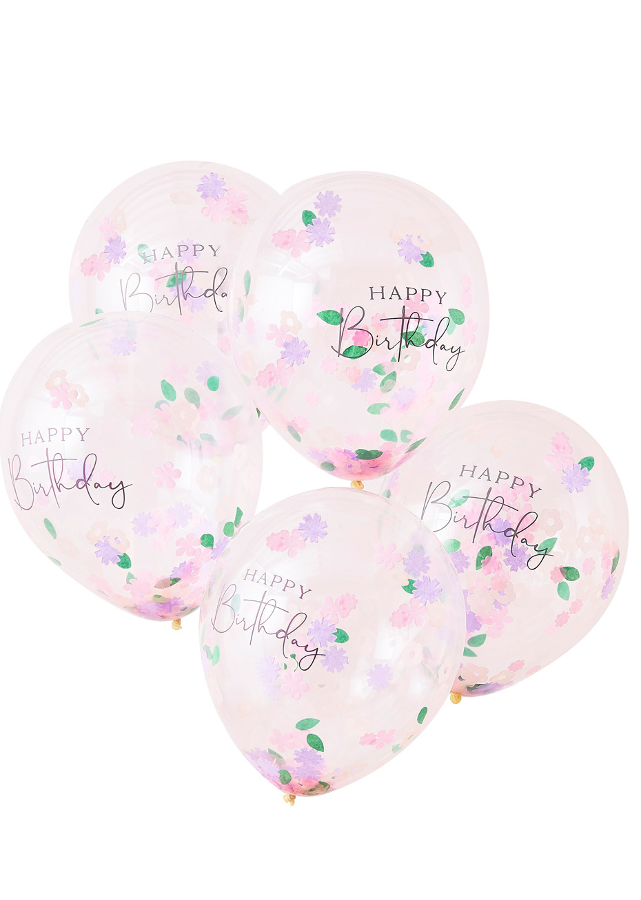 decoration anniversaire confettis dégradé rose et bleu happy birthday