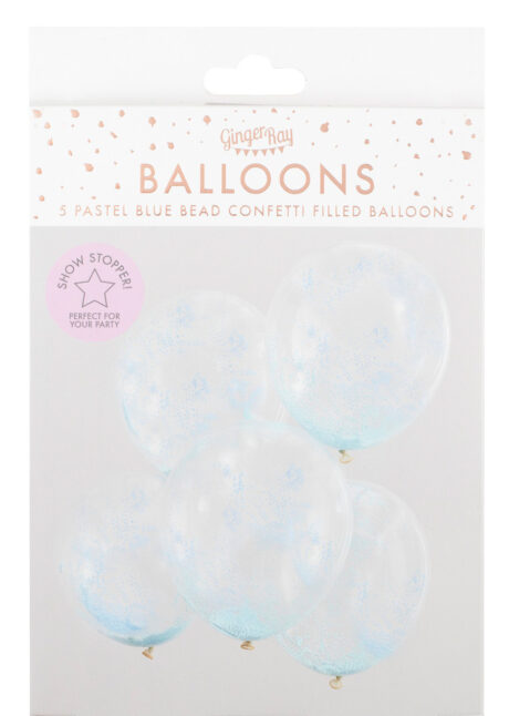 ballons confettis, ballons baby shower, ballons hélium, ballons révélation, ginger ray, Bouquet de Ballons Confettis Perles Bleues, Ginger Ray