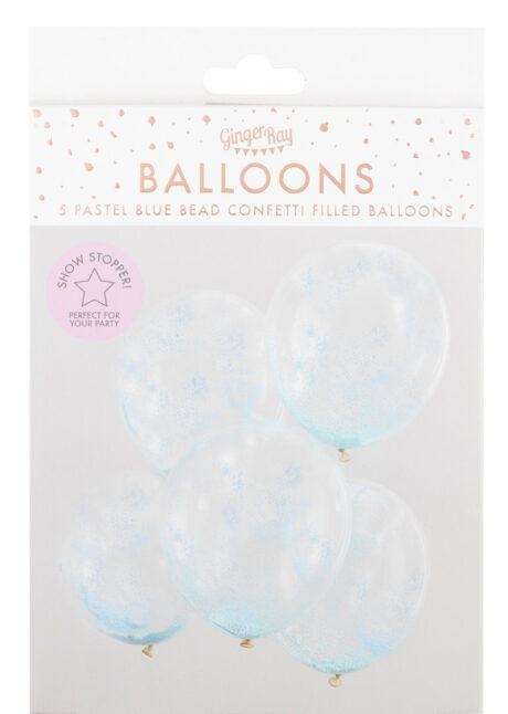ballons confettis, ballons baby shower, ballons hélium, ballons révélation, ginger ray, Bouquet de Ballons Confettis Perles Bleues, Ginger Ray