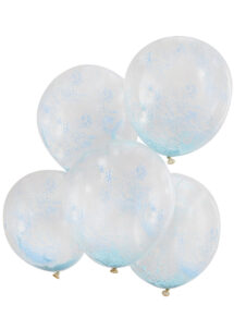 ballons confettis, ballons baby shower, ballons hélium, ballons révélation, ginger ray, Ballons Confettis Perles Bleues x 5
