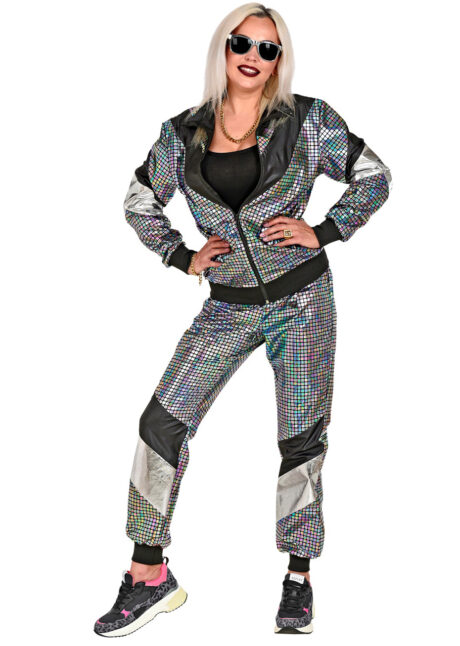 déguisement années 80, costumes années 80, Déguisement Années 80, Jogging Argent Hologramme