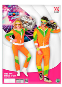 déguisement années 80 orange fluo, déguisement survêtement années 80, jogging années 80