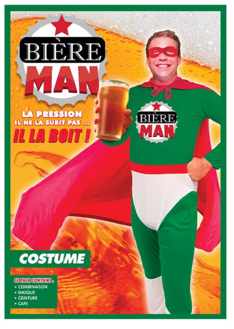 déguisement humour, déguisement bière, costume super bière, Déguisement Bière Man