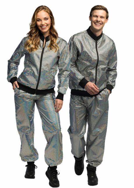 déguisement boule à facette, déguisement années 80, déguisement diso, Déguisement Années 80 Survêtement Argent Holographique