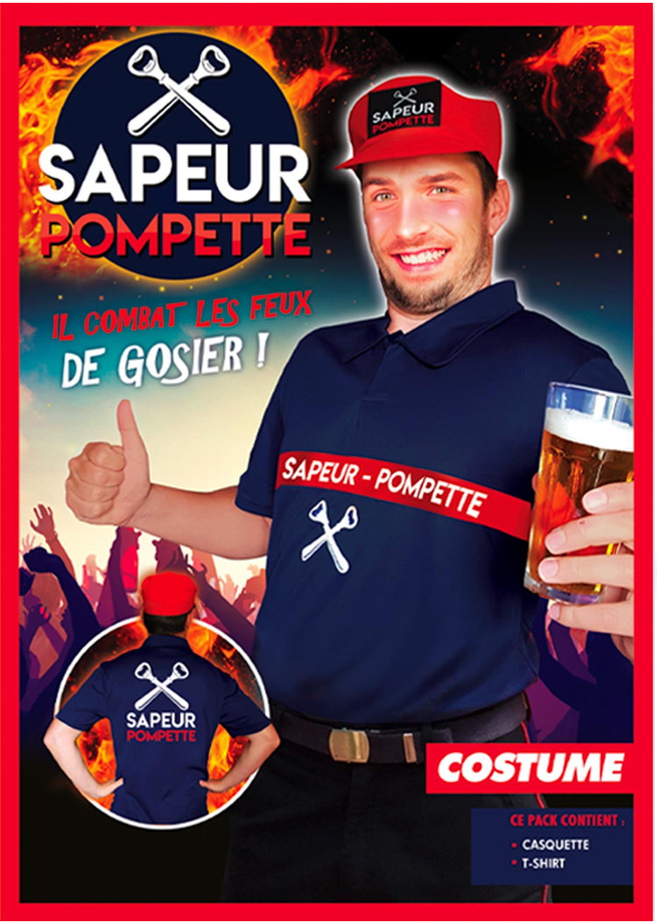 Déguisement Sapeur Pompette, avec Casquette - Aux Feux de la Fête