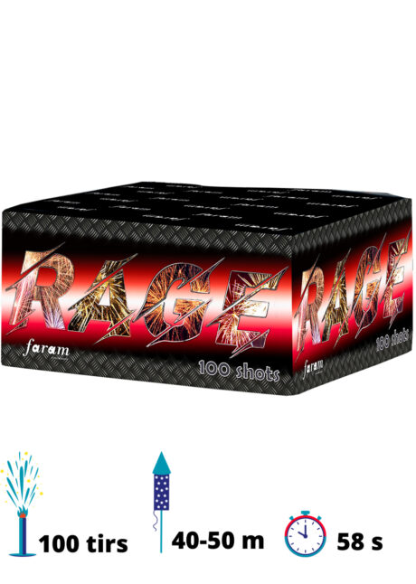 feu d'artifice pour particulier, achat feux d'artifice, feux d'artifices pour jardin, feu d'artifice automatique, Feu d’Artifice Automatique, 100 Coups, 58 s, Rage