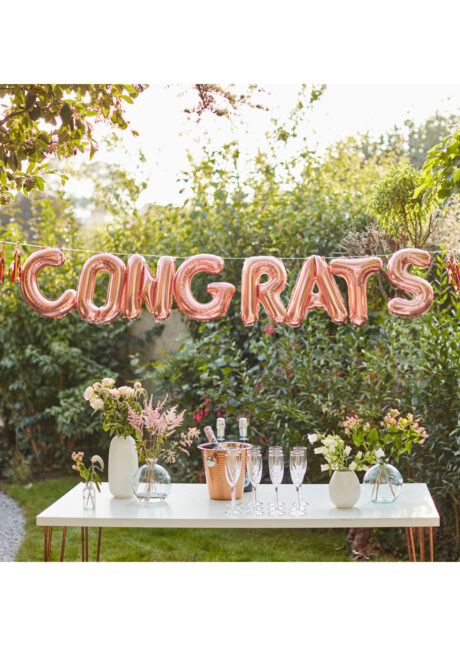 guirlande congrats, guirlande félicitations, décoration diplômés, ginger ray, guirlande message, Guirlande de Ballons Congrats, Rose Gold