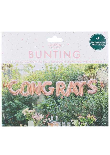 guirlande congrats, guirlande félicitations, décoration diplômés, ginger ray, guirlande message, guirlande ballons, Guirlande de Ballons Congrats, Rose Gold