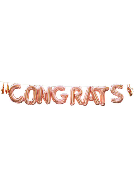 guirlande congrats, guirlande félicitations, décoration diplômés, ginger ray, guirlande message, guirlande ballons, Guirlande de Ballons Congrats, Rose Gold