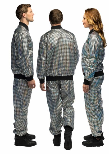 déguisement boule à facette, déguisement années 80, déguisement diso, Déguisement Années 80 Survêtement Argent Holographique