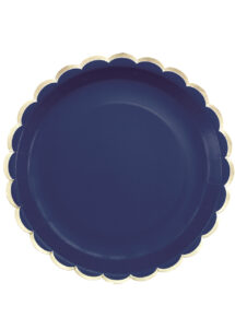 assiettes en carton, assiettes jetables, assiettes anniversaire, Vaisselle Bleu Marine, Assiettes Bleues et Or