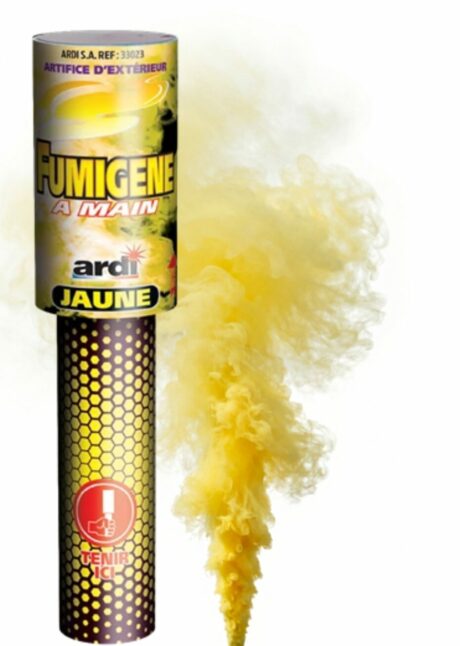 fumigène à main, fumigène jaune, fumigènes, Fumigène à Main Jaune sur Bâton – 45 Secondes, Pack de 2