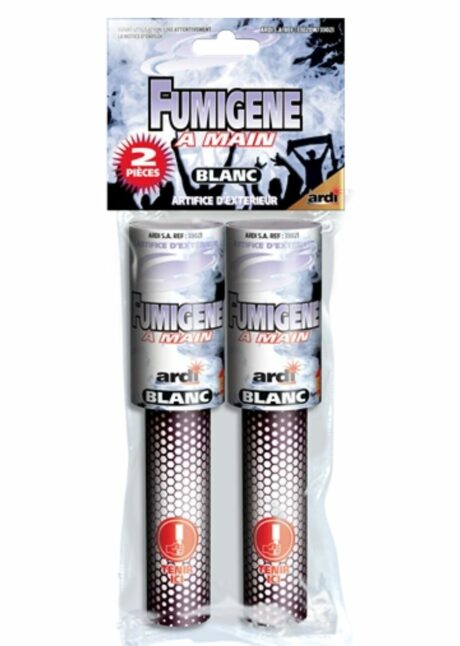 fumigène à main, fumigène blanc, fumigènes, Fumigène à Main Blanc sur Bâton – 45 Secondes, Pack de 2