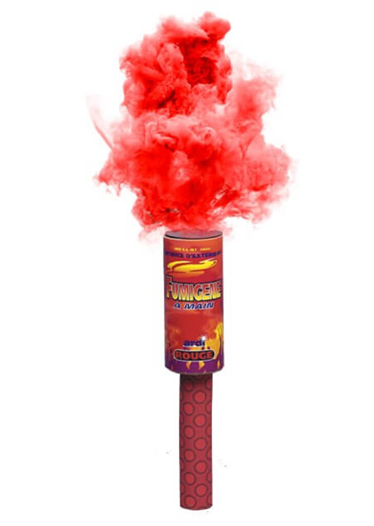 Fumigène a Main 1 MINUTE couleur Rouge - Lot de 2 - Allumage Frottoir