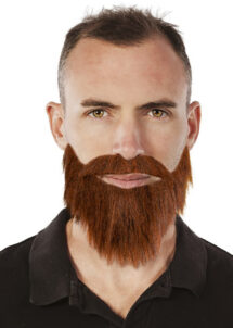 postiche, fausse barbe, barbe châtain, barbe brune, Barbe Châtain + Moustache
