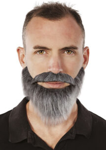barbe grise, moustache grise, barbe adhésive, postiche