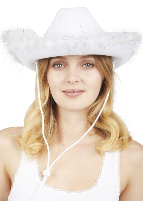 Chapeau de Cowboy, Sexy Girl, Blanc - Aux Feux de la Fête - Paris