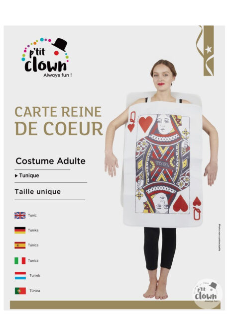 déguisement carte à jouer, déguisement reine de coeur, costume jeu de carte, Déguisement de Carte à Jouer, Reine de Coeur