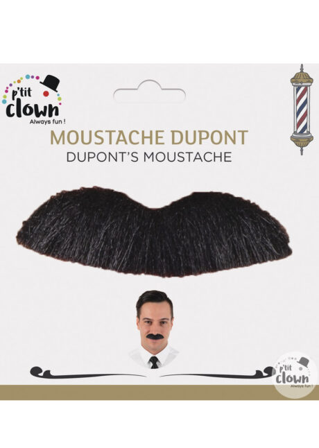 moustache noire, postiche noir, moustache déguisement, Moustache Dupont, Noire