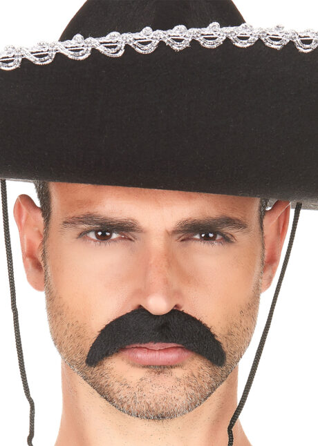 fausse moustache, moustache noire déguisement, Moustache Forme Tombante, Noire