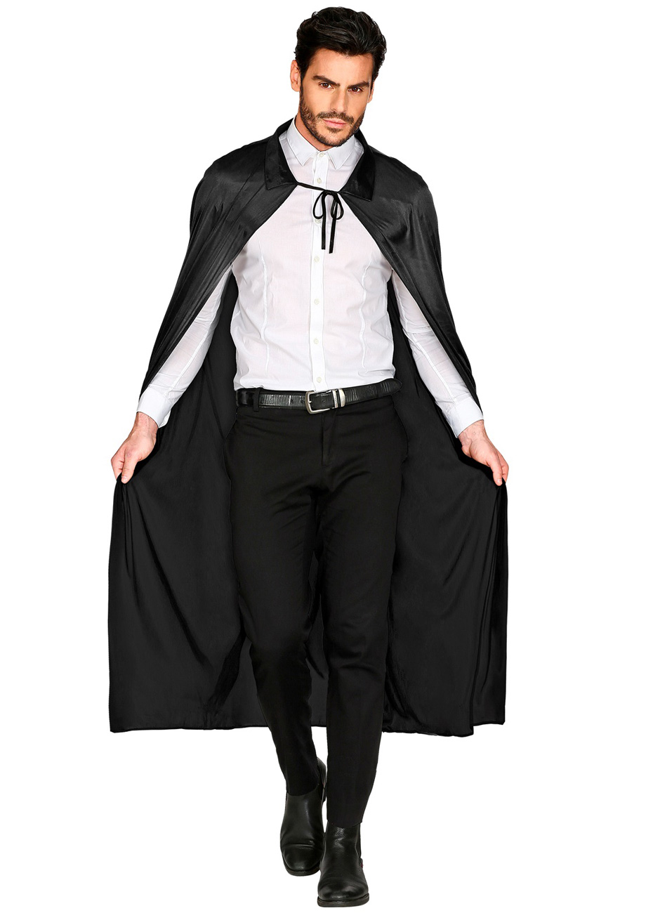 Cape Halloween à Capuche - Noir Satin Pour Enfants Et Adultes - Costume Vampire, Sorcière, Cosplay