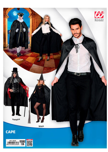 cape noire halloween, cape halloween adulte,, Cape Noire, 136 cm