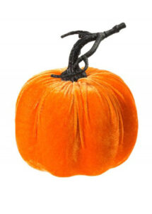citrouille velours, citrouille halloween, décoration halloween, Citrouille Halloween, Velours Orange, 17 cm