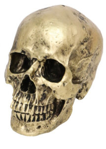 tête de mort décoration, faux crâne, décoration halloween, Faux Crâne, Tête de Mort en Résine Bronze, 14 cm