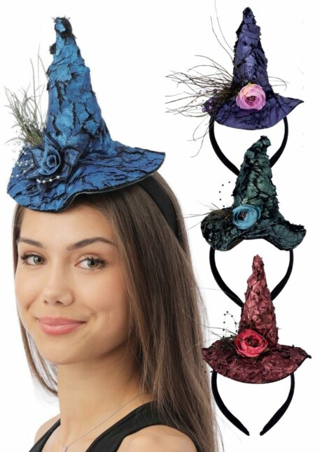 mini chapeau de sorcière, chapeaux de sorcière halloween, serre tête sorcière, Mini Chapeau de Sorcière sur Serre-Tête