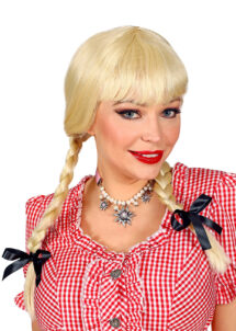 perruque bavaroise, perruque blonde, perruque nattes blondes, perruque tresses blondes, perruque oktoberfest, perruque fête de la bière