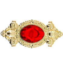 broche dorée et rouge, bijoux broche, accessoire vampire, accessoire roi