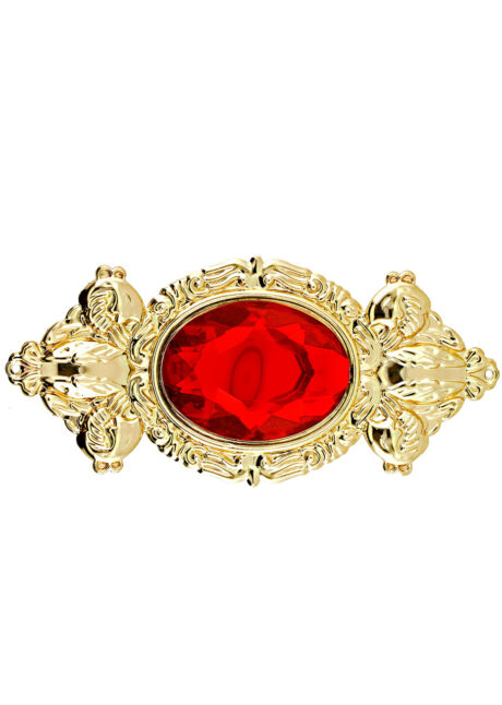 broche dorée et rouge, bijoux broche, accessoire vampire, accessoire roi, Broche Dorée avec Pierre Rouge