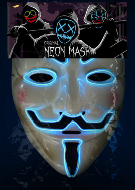 masque anonymous, masque lumineux anonymous, masque led anonymous, Masque Anonymous, Lumineux Bleu