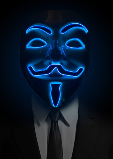 masque anonymous, masque lumineux anonymous, masque led anonymous, Masque Anonymous, Lumineux Bleu