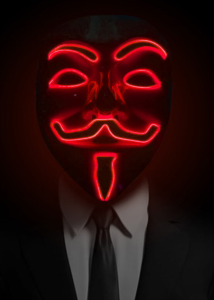Mas Que Led Rouge Masque Anonymous Lumineux – Éclairage rouge à 3 modes