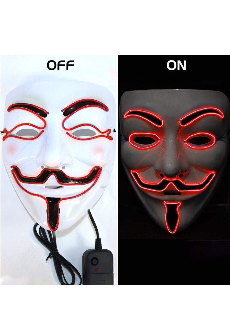Mas Que Led Rouge Masque Anonymous Lumineux – Éclairage rouge à 3 modes