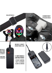 masque led purge, masque la purge, masque lumineux led, masque halloween, American nightmare