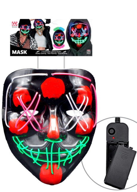 masque led purge, masque la purge, masque lumineux led, masque halloween, American nightmare, Masque Nightmare La Purge, Lumineux Bleu, Rose, Vert