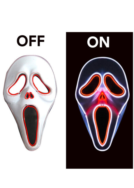 masque scream lumineux, masque ghost face led, masque de scream led, Masque de Scream, Lumineux Rouge