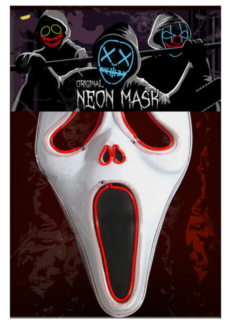 masque scream lumineux, masque ghost face led, masque de scream led, Masque de Scream, Lumineux Rouge