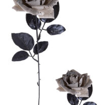 rose grise en tissu, fausses fleurs, rose artificielle