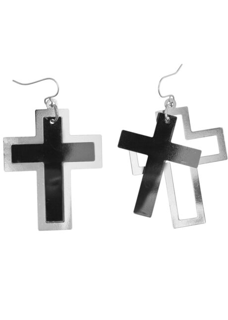 boucles d'oreilles croix, bijoux halloween, boucles d'oreilles gothiques, Boucles d’Oreilles Croix Métal Gothique