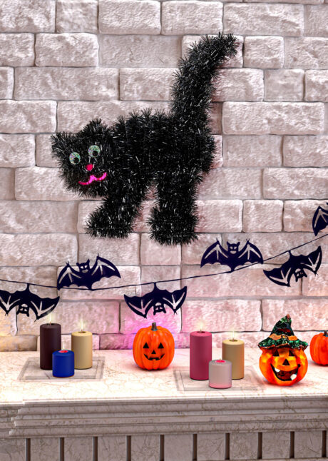décoration halloween enfant, décos halloween, décoration chat noir, Décoration Chat Noir Fils Paillettes