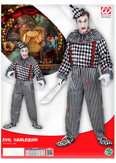 costume clown halloween, déguisement clown arlequin halloween, déguisement de clown halloween, Déguisement Clown Evil Arlequin