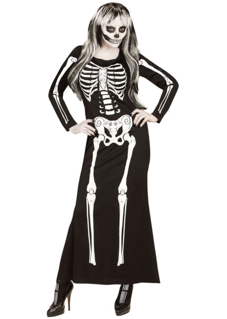 déguisement squelette, robe de squelette femme, déguisement halloween femme, Déguisement Squelette, Robe Longue Imprimée
