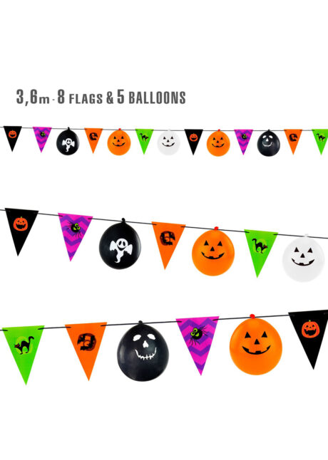 guirlande halloween, décos halloween, guirlande fanions halloween, Guirlande Halloween, avec Fanions et Ballons