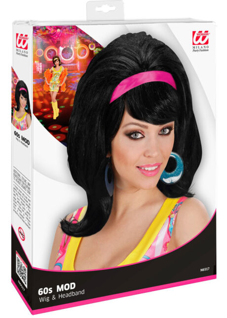 perruque années 60 noire, perruque blonde femme, perruque années 60, Perruque Années 60, Mod, Noire