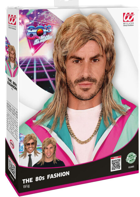perruque mulet homme, perruque années 80, perruque disco, Perruque 80 Fashion, Mulet Balayage Blond