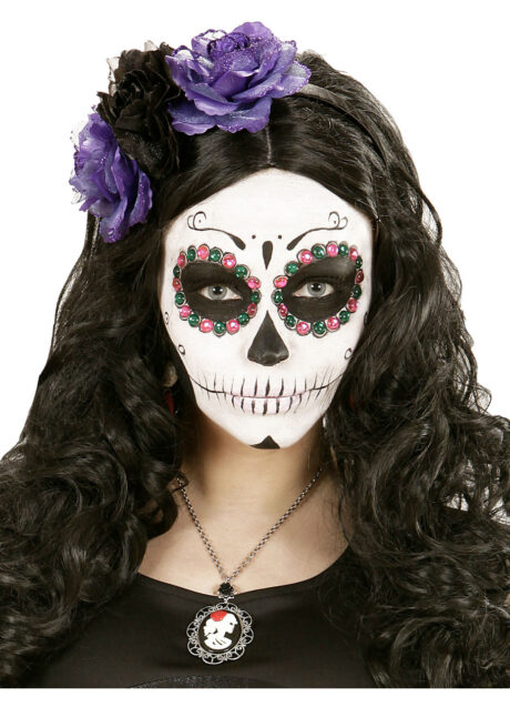 bandeau jour des morts, accessoire jour des morts, Serre tête Halloween, Bandeau à Fleurs, Violet et Noir, Jour des Morts