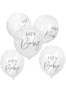 ballons baby shower, ballons confettis, ginger ray, décorations gender reveal,, Bouquet de Ballons Baby Shower, Confettis Blancs, Ginger Ray